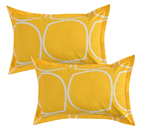 Image of Fitzy 280 TC Fitted bedsheet King Size, Elastic bedsheet, 72x78 inches + 10 inches Drop, with 2 Pillow Covers (Fitzy-FB-YellowChecks, 72 inch x 78 inch)