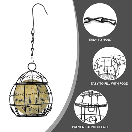 4 Stück Meisenknödelhalter Vogelfutterstation, Hängend Meisenknödel Halter Futterstation für Vögel zum Aufhängen Futterspender für Meisenknödel Metall Vogelfutterspender