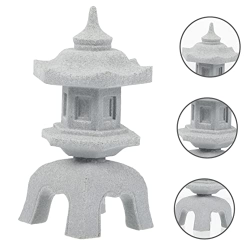 Image of Stone Lamp Shape Aquarium Ornament 3.62X1.96X1.85In Fish Tank Decoration Micro Landscape Decor for Bonsai Garden and Aquatic Pets
