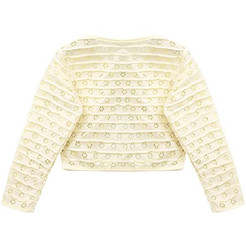 Toddler Kids Girls Lace Neck Long Sleeve Hollow Shrug Cardigan Top Casual Outdoor Party Dress Cover Up4