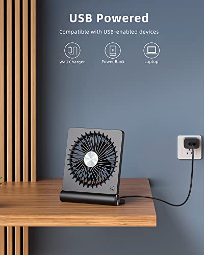 Koonie F461-RAY-KOONIE Usb Fan, Strong Wind Ultra Quiet Small Desk Fan 220° Tilt Folding 3 Speeds Adjustable Usb-C Corded Powered Personal Fan thumb #3
