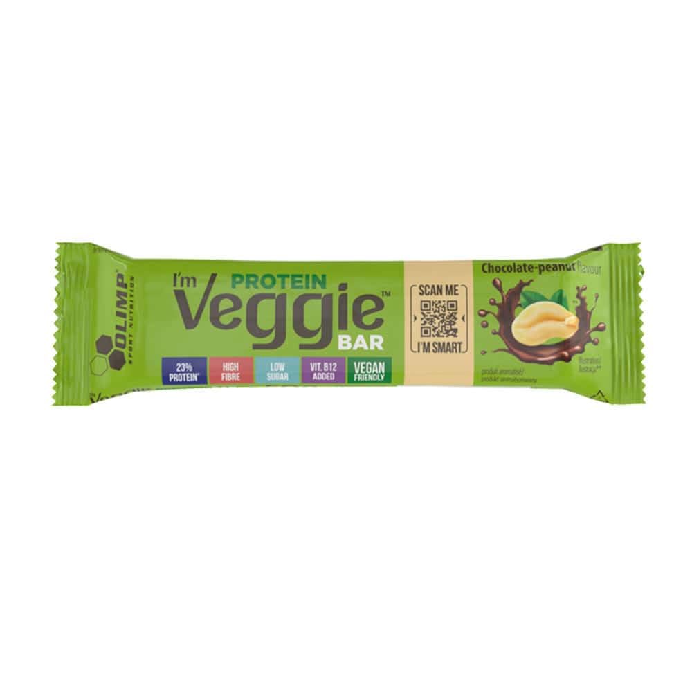 Olimp Sport Nutrition | I'm Veggie Protein Bar (50g) | Barres protéinées | Extrait d'ashwagandha et de minéraux, Chocolat Peanut (25x50g)