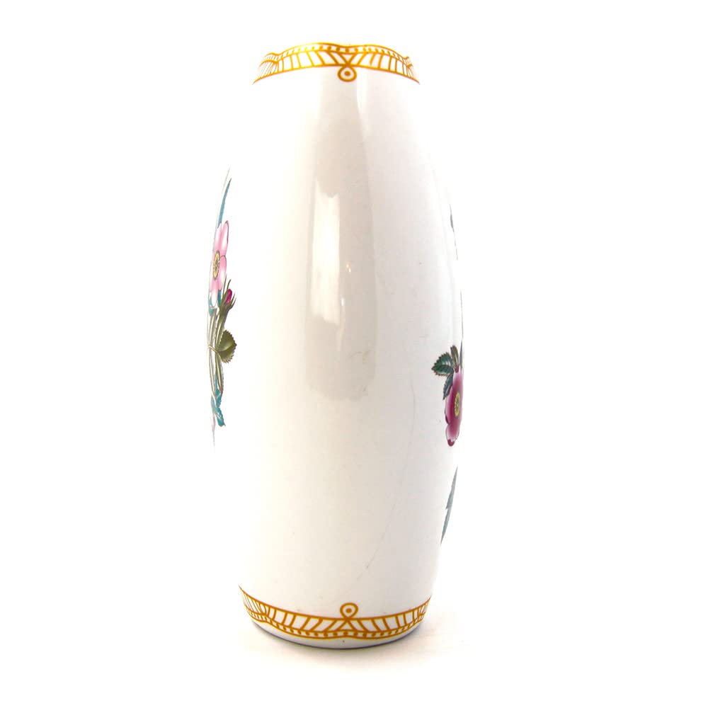 Uovo Decorativo In Ceramica Royal Family – Tema Flora Danica, Bianco Con Rifiniture Oro, Dimensioni 20x14x14cm