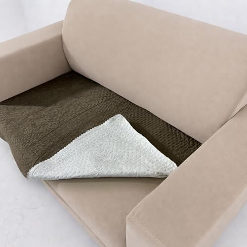 Image of Homerz Premium Petal Charm Sofa Cover | Embossed Floral Pattern | Soft Touch, Anti-Dust & Easy Wash Fabric Cloth, Washable and Durable (Brown, 2 Seater, Only Seat Cover)