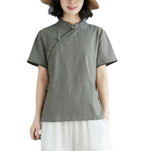 Chemise d'été style chinois légère en coton lin pour éviter la chaleur