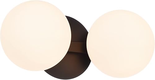 Miniatura 2 de Lámparas de tocador de baño, modernas 2 luces de globo para pared, color negro mate, lámpara de montaje en pared de porche para baño, espejos,