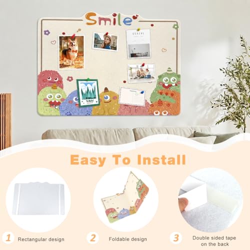 Image of Climberty Cute Cartoon Felt Bulletin Board 60x80cm Soft Pin Board for Photo Display, Notes & Artwork, Decorative Felt Notice Board for Kids Bedroom, Nursery, Classroom & Craft Spaces