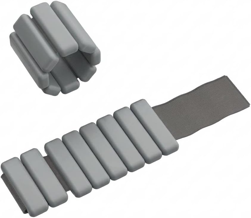 Adjustable Wrist Weights for Women Men, Adjustable 2 lbs Total (1 lb Each) Silicone Ankle Weight, Hand Weights for Yoga Walking Jogging Aerobics Training(Gray)