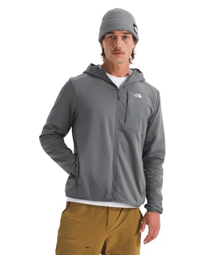 The North Face Men's TNF Performance Fleece Full Zip Hoodie - Lightweight Hooded Sweatshirt, Zip Pockets & Stretch Fabric, Smoked Pearl, X-Large
