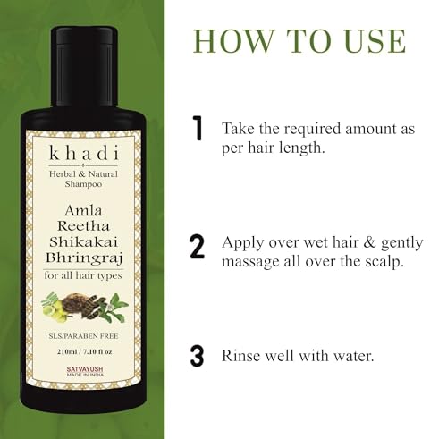 Satvayush Khadi Amla Reetha Shikakai Bhringraj SLS-Paraben free Ayurvedic Shampoo Anti Dandruff -630 ml