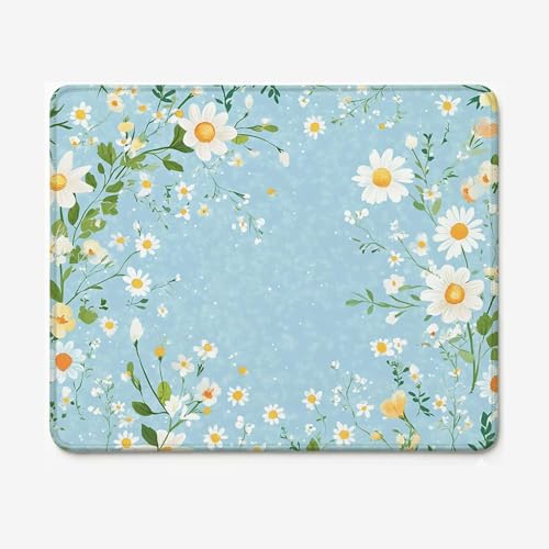 Tapis de souris de bureau au design bleu marguerite pour le télétravail