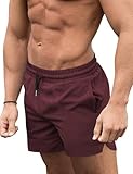 COOFANDY Men Bathing Suit Swimwear Square Leg Chubbies Sexy Elastic Board Short Dark Red