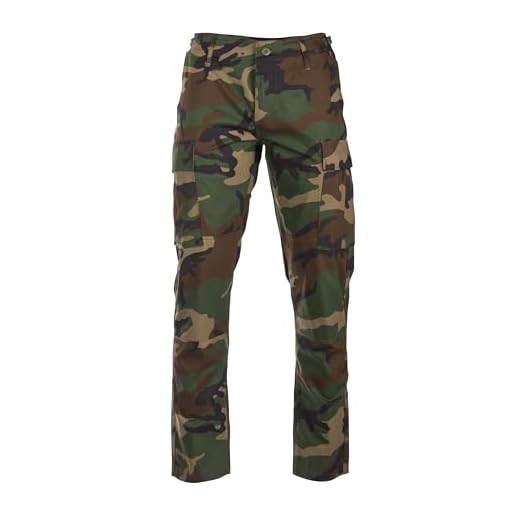 Mil-Tec US BDU fältbyxor R/S Slim Fit med stöd och knä Woodland Medium
