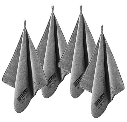 Image of Microfiber Cloth - 40x40 cms - 340 GSM Grey- Thick Lint & Streak-Free Multipurpose Cloths - Automotive Microfibre Towels for Car Bike Cleaning Polishing Washing & Detailing(40*40CM,Set of 4)