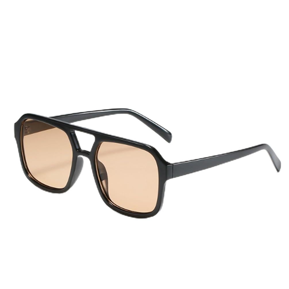 Square Double Beam Sunglasses for Men and Women Driving Traveling Outdoor UV Protection Glasses