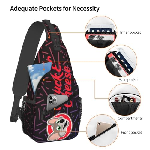 Classic Chuck E Cheese Crossbody Backpack Chest Shoulder Bag Lightweight One Strap Travel Hiking Daypack4
