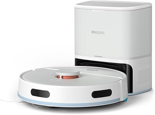 Philips Homerun S&eacute;rie 2000 Robot aspirateur et Balai 2 en 1 avec Station d'aspiration, Puissance d'aspiration 6000 Pa, autonomie de 130 Minutes, Navigation Laser, Moquette, command&eacute; par Application