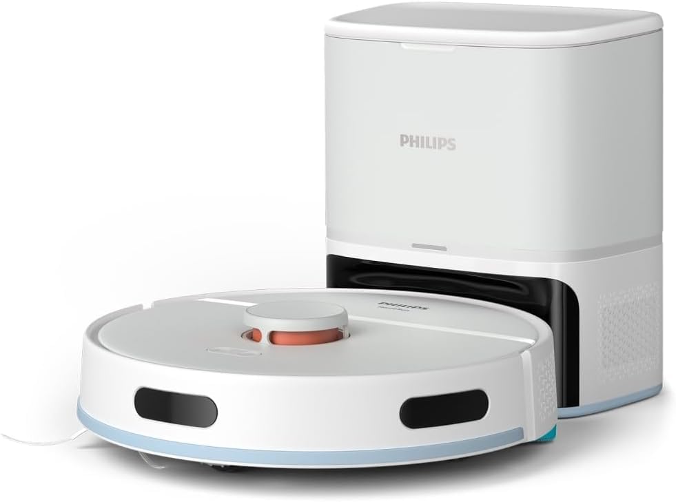 Philip Homerun 2000 Robot Aspirapolvere e scrub - Potenza extra forte, potenziatore per tappeti, radar LDS, stazione di automazione 70 giorni, applicazione Homerun, bianco artico (XU2100/25)