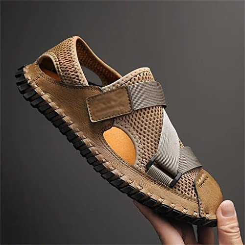Men Sandals Casual Beach Shoes Male Outdoor Slippers Sport Leather Non-Slip Flats Plus Size(42)3
