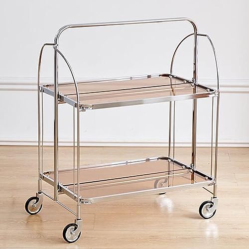 Carrito de bar plegable, para fiestas de cocina en casa, carrito de almacenamiento versátil, con ruedas y asa, carrito de bebidas rodante