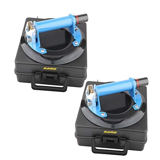 A Pair of DAMO 8" Vacuum Suction Cup Heavy Duty Glass Lifter with Metal Handle and Hand Pump Suction Cups for Glass & Granite Lifting