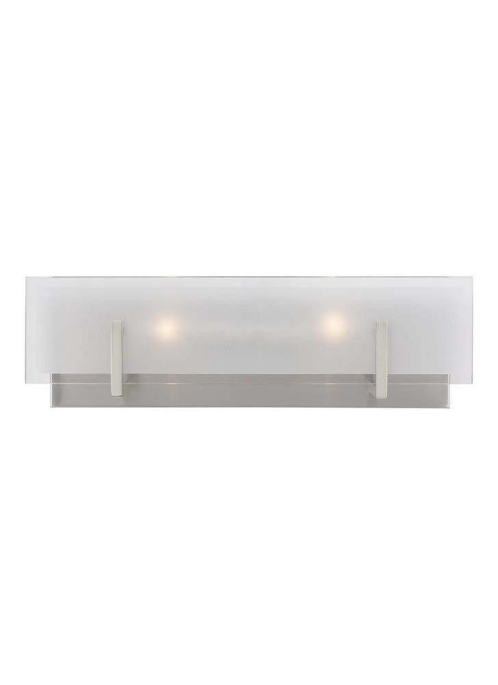 Generation Lighting 2-Light Syll Bath Fixture Wall Lamp (Brushed Nickel) 4430802-962 | Bathroom Light Fixture for Home Decor | Vanity Light Fixture Uses Candelabra E12 Standard or LED Light Bulbs