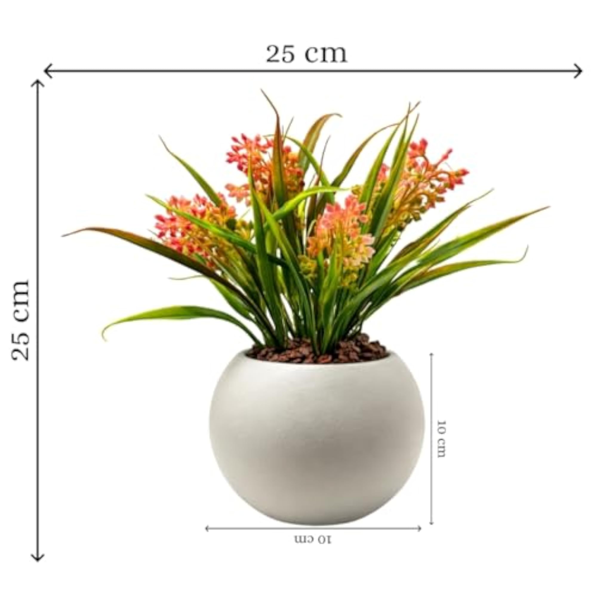 Luxury Artificial Flowering Plant in White Round Pot