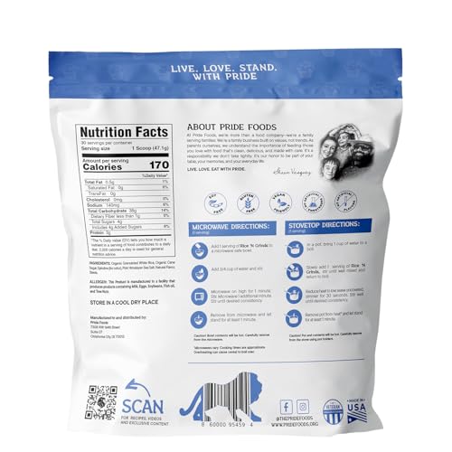 Pride Foods Rice 'N Grinds Hot Cereal - Gluten-Free, Non-GMO, Vegan-Friendly, Natural Rice Breakfast, Quick & Easy Hot Meal, Low-Fat Comfort Food, 30 Servings, Blueberry Muffin