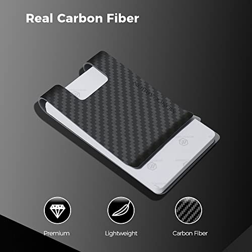 Image of MONOCARBON 2in1 Carbon Fiber Money&Credit Card Clip,RFID Blocking Wide Credit Card&Cash Holder for Men Front Pocket