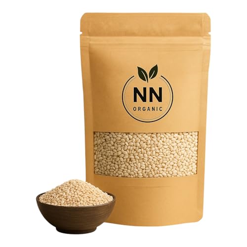 NN Organic Raw White Sesame Seeds, 500g - Natural White Til, Non-...
