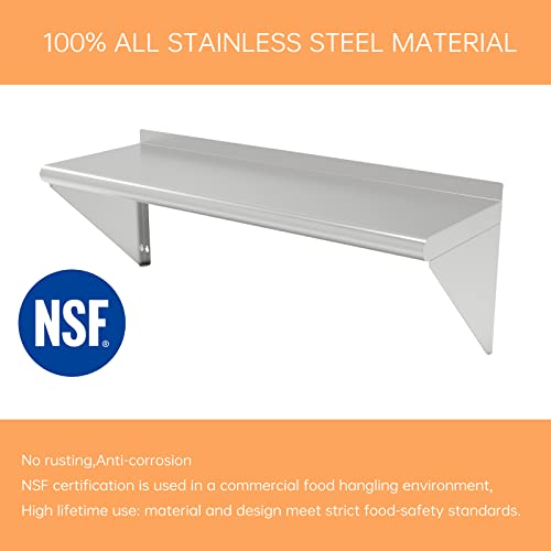 Erupta 2Pcs - 12 X 36 Inches 270 Lb,Stainless Steel Wall Mount Floating Shelving,Commercial Stainless Steel Nsf Shelf For Restaurant Kitchen, Home Kitchen,Hotle,Food Truk,Garage... #TOP5