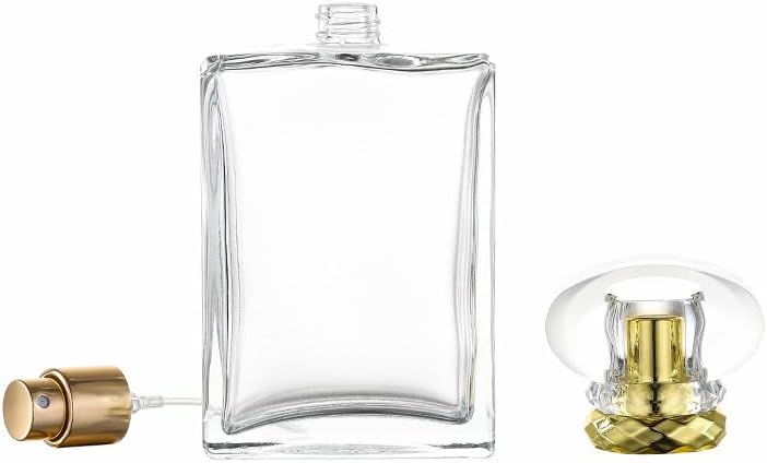 Miniatura 4 de Paquete de 2 atomizadores de perfume de vidrio de 3.4 fl oz, botella de perfume vacía transparente, botella de spray de fragancia portátil de niebla