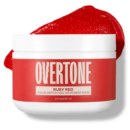 Overtone Semi Permanent Hair Color Conditioner, Extreme Red is now Ruby Red, 8 oz, Nourishing, Damage-Free, Color Depositing Mask for All Hair Types with Shea Butter & Coconut Oil, Cruelty-Free