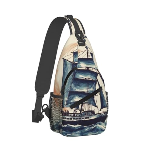 Velero Náutico Unisex Bolso Cruzado Antirrobo Bolsos De Hombro Multiusos Sling Bag Para Deporte Moto Uso Diario Senderismo