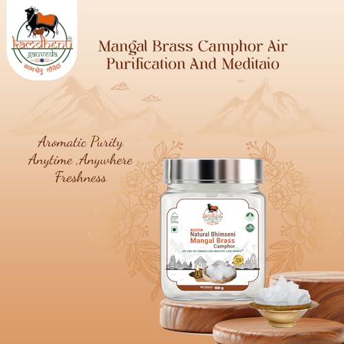 Image of Desi Natural Bhimseni Mangal Baras Camphor | 100% Pure Organic Feng Shui Baras Kapoor | Lab-Tested Edible | Electric Diffuser, Havan, Jain Aarti Pacha Karpooram | 100g, Bhimsen Kapuram 100g