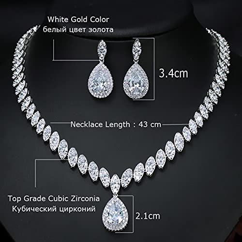 Conjuntos de joyería nupcial de gota de agua y zirconia roja para bodas 3