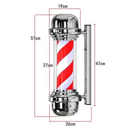 Poste de barbero LED cromado brillante de pared con tiras giratorias para salón de belleza 2