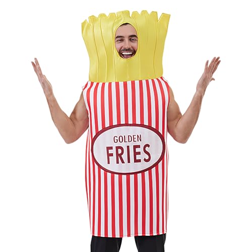 Genérico Disfraz De Halloween De Patatas Fritas, Traje Divertido De Patatas, Disfraces Creativos De Comida Rápida Para Hombres Y Mujeres Adultos Para Fiestas De Halloween Y Eventos