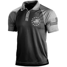 男士 Polo 衫短袖快干美国国旗印花图形分体色运动高尔夫球衫