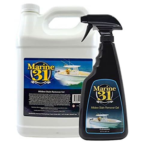 Marine 31 Mildew Stain Remover & Cleaner Gel Combo - Marine & Boat, Home & Patio, Bathroom & Shower Cleaner (20oz. Spray Bottle & 128oz. Gallon Bundle) Cover