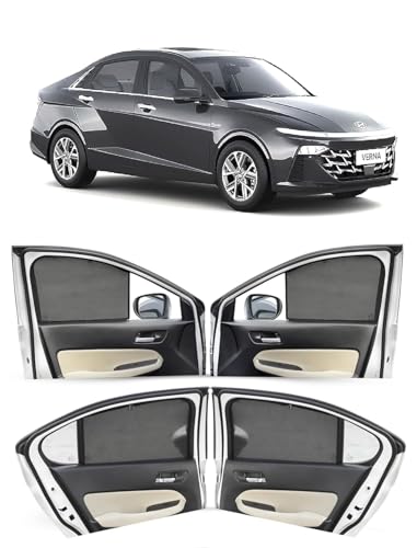 Image of Autofact Car Sunshades for Hyundai Verna (2022 to 2025), UV Protection, Useful Car Accessories, Custom fit Sun Shades for Side Windows, Set of 4