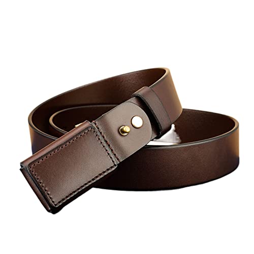 Metal Free Belt,Hypoallergenic Belts for Men, Men's No-Scratch Mechanic Belt ​Casual Rugged Belts,Brown,125CM/49.2''