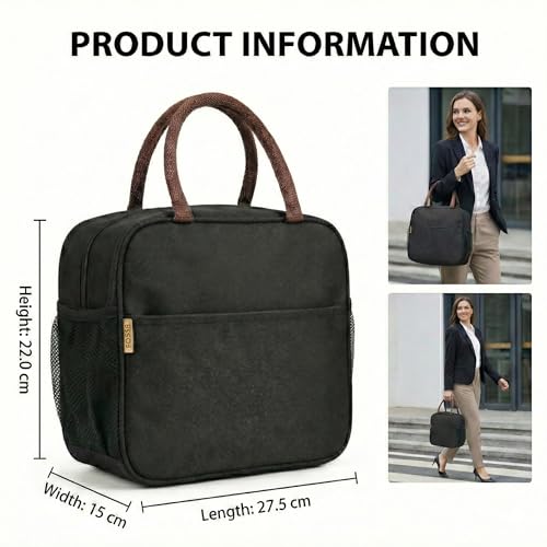 Image of FOSSE (7.5 L Insulated Travel Lunch /Tiffin /Storage Bag for Office, College & School | Hot & Cold Travel Lunch Box for Men,Women | Tiffin Box & Bottles, Picnic Bag (Black)