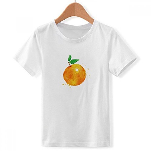 T-Shirt Aquarelle Orange Motif Fruit - Haut Blanc Ras du Cou aux Nuances Multicolores Vibrantes