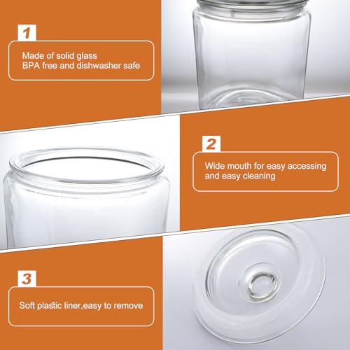 ASelected Glass Storage Jars 4L Cookie Jar With Lid Clear Glass Dry Food Storage Jar For Pasta Flour Cereal Candy Coffee Beans - Image 4