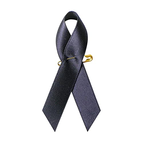 Image of 100 Pieces Black Satin Awareness Ribbons with Safety Pins 1.4 * 3 inch