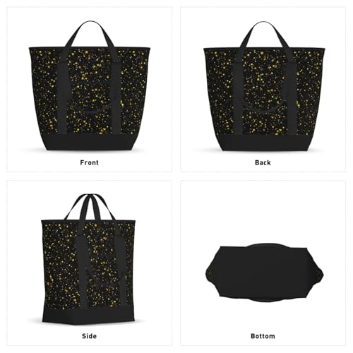 Glitter Stars Gold Black Insulated Tote Bag – Premium Insulation, Leakproof & Durable, Ideal For Grocery Shopping, Picnics, Food Delivery & Travel2