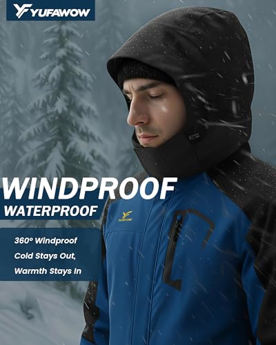 Image of Yufawow Men's Ski Jacket Waterproof Warm Snowboard Jacket Insulated Winter Coat for Outdoor Cold Weather Sports Work