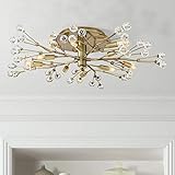 Modern Ceiling Light Semi Flush Mount Fixture LED Brass 27 1/2' Wide 10-Light Crystal Berry for Bedroom Kitchen Living Room Hallway Bathroom - Possini Euro Design