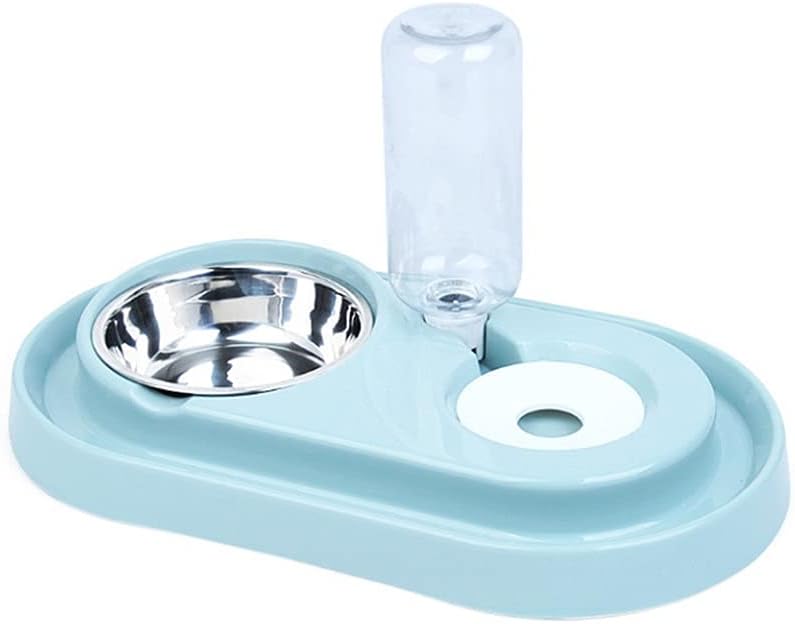 Automatic Pet Drinking Water Bottle Dog Cats Feeder Bowl Dog Food Feeder Double Dog Bowl Will Not MouthHair Get Wet (Color : Gray) (Blue)